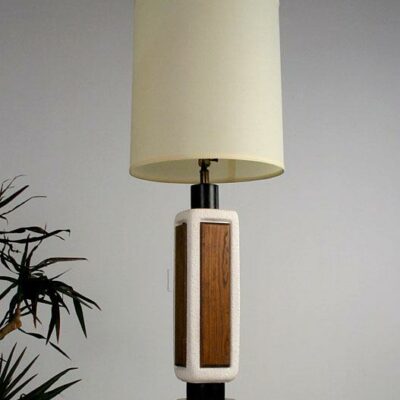 Mid Century Modern Wood & Ceramic Lamp