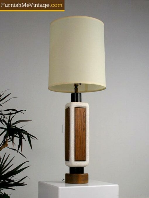 Mid Century Modern Wood & Ceramic Lamp