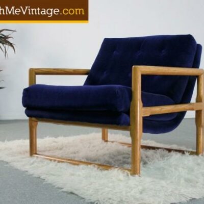 Sapphire Velvet Milo Baughman Lounge Chair