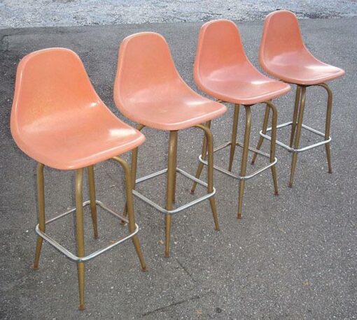 Vintage Fiberglass Shell Chair Bar Stools