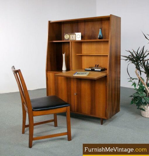 Mid Century Modern German Bookcase with Secretary