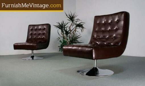 Two Modern Tufted Swivel Lounge Chairs