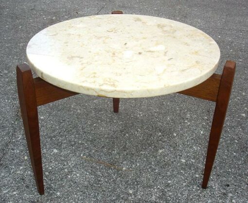 Danish Style Stone Topped End Table