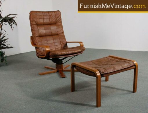 Vintage Westnofa Teak Recliner with Ottoman