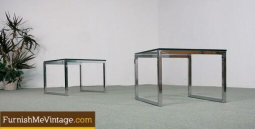 2 Post-Modern Chrome End Tables or Coffee Table