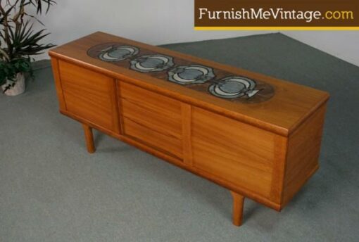 Danish Teak Tile Top Credenza Finished Back