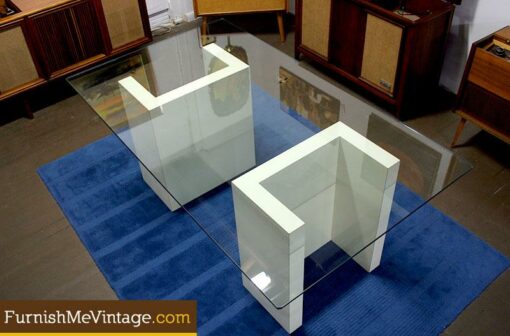 Retro Post-Modern Modular Glass Top Table