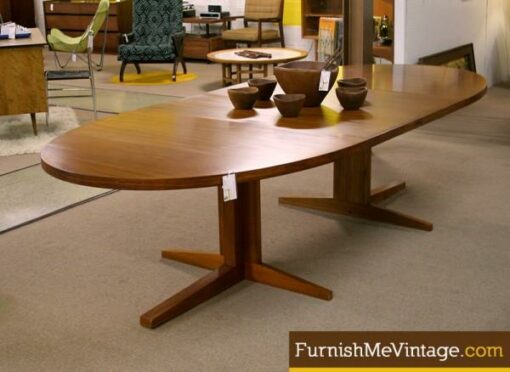 Long Mid Century Modern Danish Dining Table