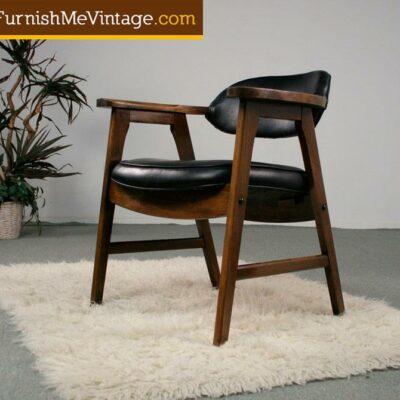 Mid Century Modern Black Vinyl Arm Chair