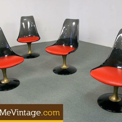 Retro Chromcraft Lucite Dining Chairs Red Seats