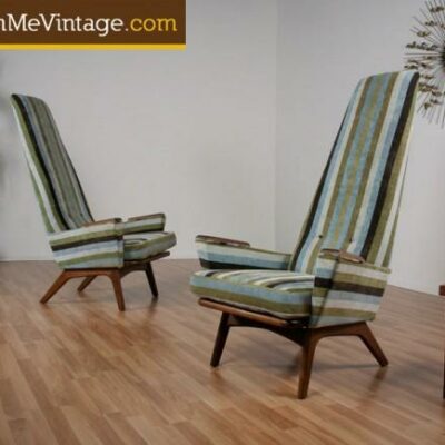 Two Reupholstered Retro Pearsall Slim Jim Chairs