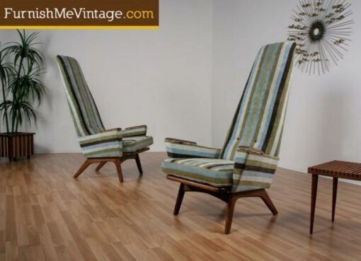 Two Reupholstered Retro Pearsall Slim Jim Chairs