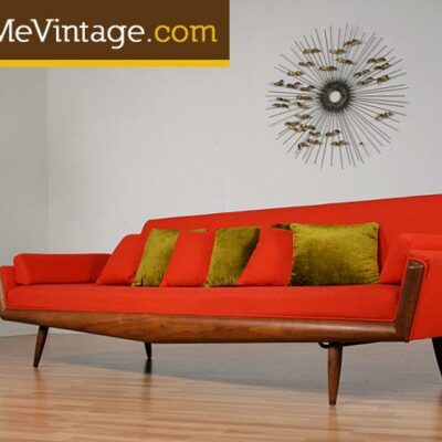 Red Mid Century Modern Adrian Pearsall Sofa