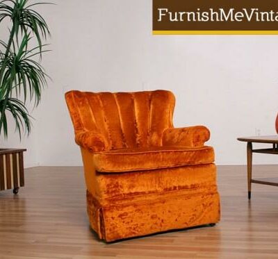 Orange Velvet Retro Arm Chair