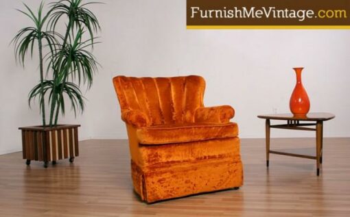 Orange Velvet Retro Arm Chair