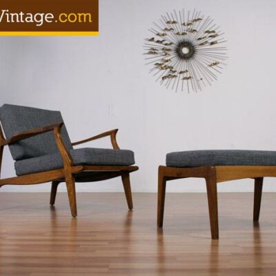 Mid Century Modern Lounge Chair with Ottoman