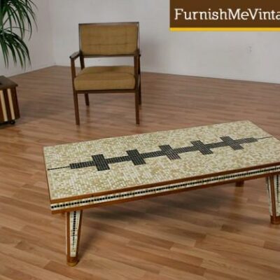 Vintage Mosaic Tile Top Teak Coffee Table