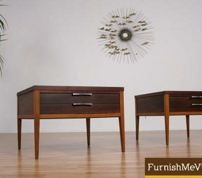 Pair of Mid Century Modern Lane Tuxedo End Tables