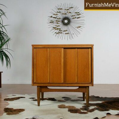 Small Mid Century Modern Sliding Door Cabinet