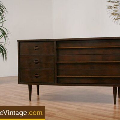 Mid Century Modern Walnut Double Dresser