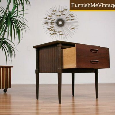 Mid Century Modern Pinstriped Nightstand