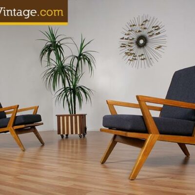 2 Restored Paul Laszlo Style Retro Lounge Chairs