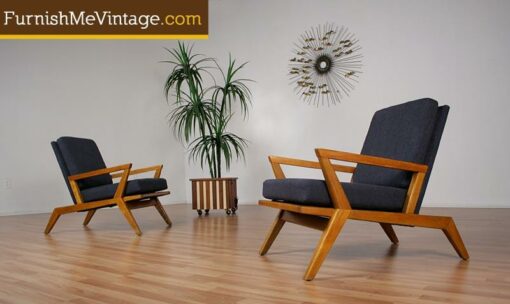 2 Restored Paul Laszlo Style Retro Lounge Chairs