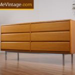 Long Danish Modern Teak Dresser Chrome Base