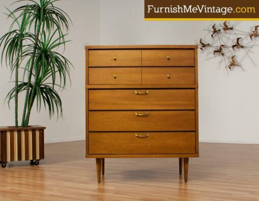 Mid Century Modern Gold Accented High Boy