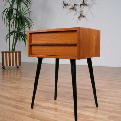 Mid Century Modern Teak Side Table Spindle Legs