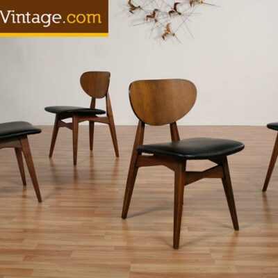 4 Mid Century Modern Round Back Dining Chairs