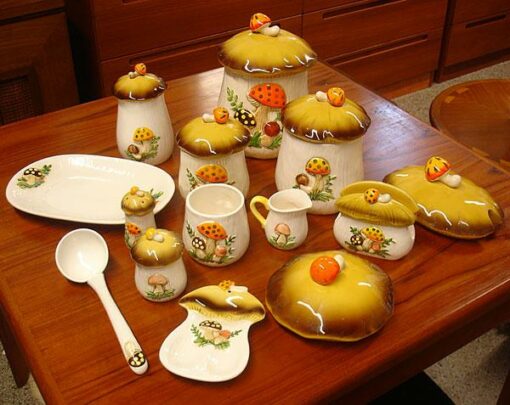 Merry Mushroom Vintage 1970s Kitchenware Set