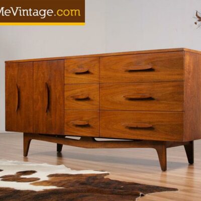 Sculpted Pulls Mid Century Modern Credenza