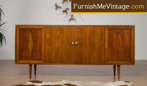 Long Mid Century Modern Diamond Credenza