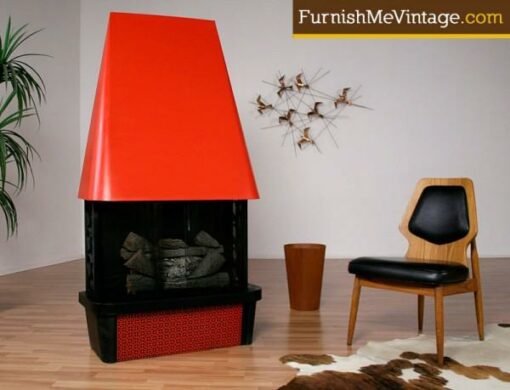 Retro Red Electric Fireplace