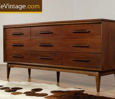 Mid Century Modern Walnut Triple Dresser