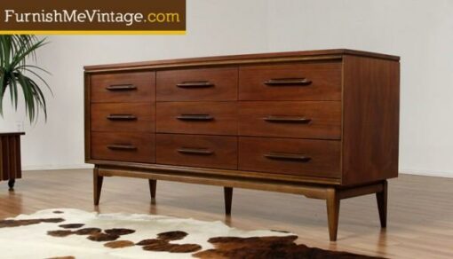 Mid Century Modern Walnut Triple Dresser