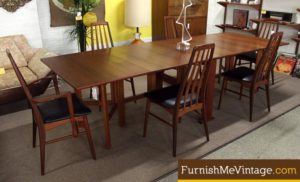 Folding Long Narrow Danish Teak Dining Table