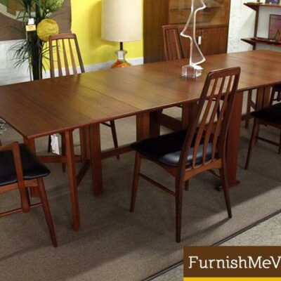 Folding Long Narrow Danish Teak Dining Table