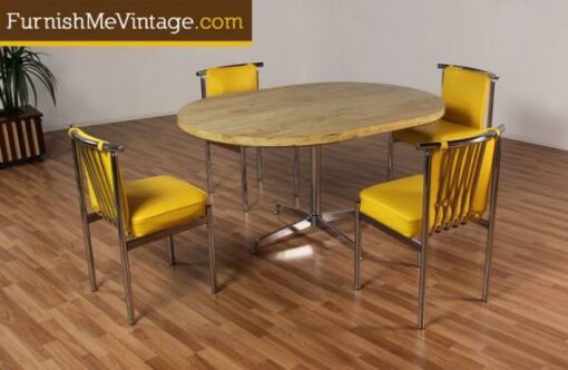 Chrome and Faux Maple Retro Dining Table