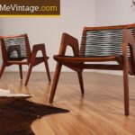 Pair of Mid Century Modern Strap Chairs