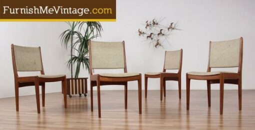 4 Danish Teak Dining Chairs Full Back