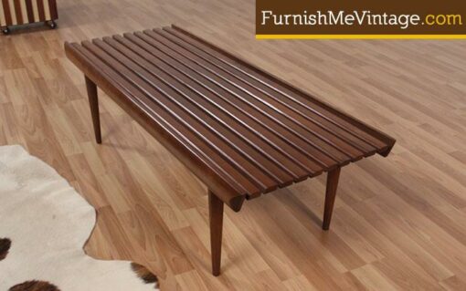 Mid Century Modern Slat Bench Coffee Table