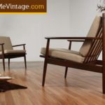 2 Walnut Mid Century Modern Lounge Chairs