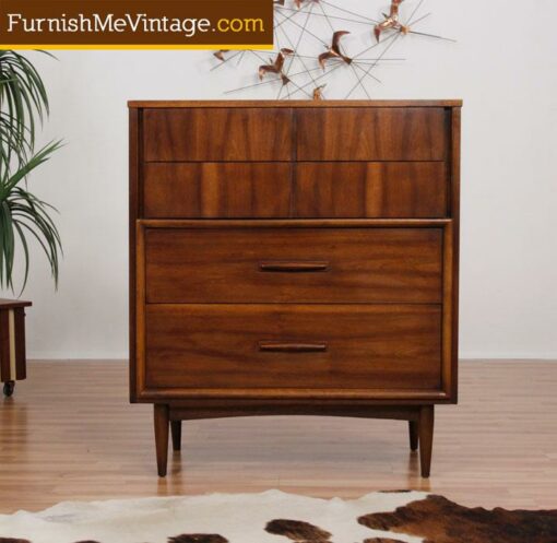 Mid Century Modern Walnut High Boy Dresser