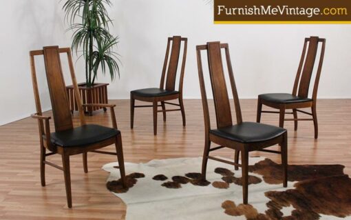 High Back Walnut Retro Dining Chairs