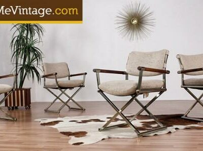 4 Post Modern Metallic Directors Chairs