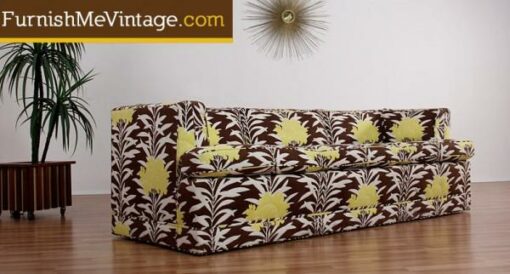 Vintage Quilted Yellow Floral Century Sofa