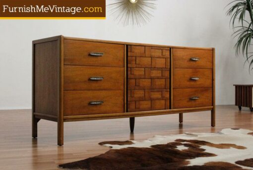 Mid Century Modern Dresser with Geometric Accent