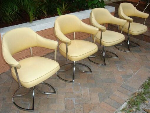 Retro Chrome Swivel Chairs Set of 4